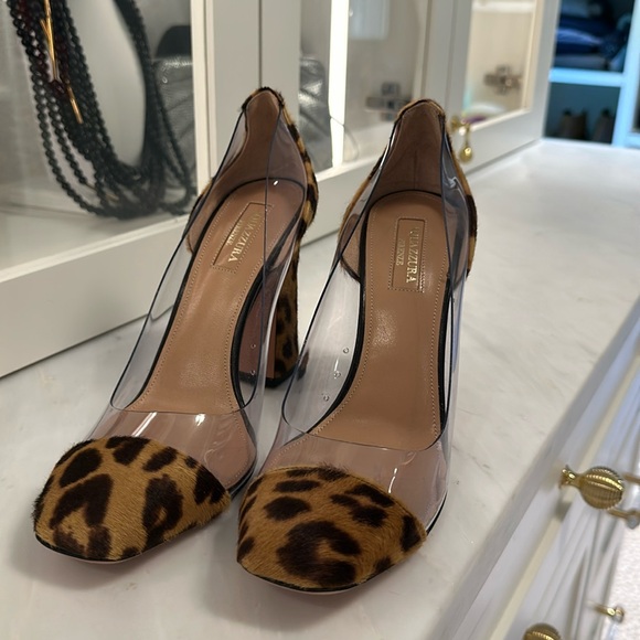 AQUAZZURA Firenze Leopard peek-a-boo pumps. Size 38 (7 US) - Picture 3 of 7